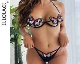 Ellolace Butterfly Lingerie Bra Set Hollow Out Sexy Bra and party set Women Lingeries Women039s Underwear Sexy Erotic Lingerie 7712836