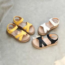 Sandals Genuine leather girl Roman sandals arch sole baby garden shoes summer childrens princess d240527