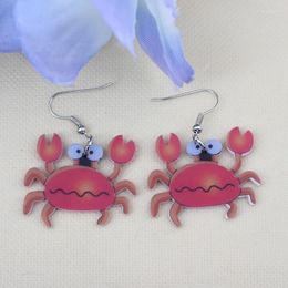 Dangle Earrings 1 Pair Red Crab Cute Lovely Printing Drop Acrylic 2014 Design Spring/summer Style For Girls Woman Jewellery