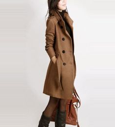 long sleeve winter wool coat women Europe style plus size casaco feminino ladies autumn new Slim long Woollen coats Z54052145864