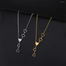 Correntes Love contínuo pendente de aço inoxidável colar de aço feminino feminino Moda de moda onda coreana doce joias românticas Presente 2024