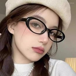 Sunglasses Y2K Silme Black Glasses For Women Vintage Style Premium Oval Frame Sweet Cool Narrow Small Eyeglass