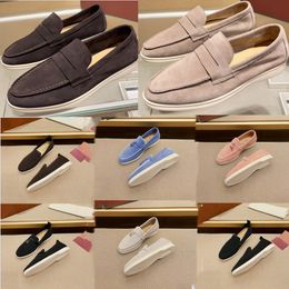 Lo Mens Womens Casual LP Loafers Low Top Suede Cow Leather A Pair of Slip-on Flats Loafer Piano Dress Shoe Moccasins Summer Outdoor Walk Brown Black Blue Grey Tennis Shoe