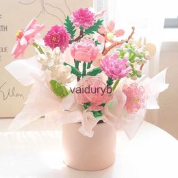 Blocks Flower model building block toy old Diy educational 3D flower and plant children adults gift H240528
