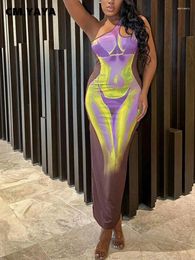 Casual Dresses CM. Women 3D Body Printed One Shoulder Sleeveless Midi Bodycon Maxi Long Dress 2024 Summer Sexy Club Party Evening
