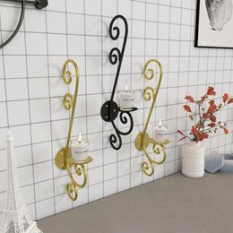 Candle Holders Nordic Home Decoration Iron Wall Golden Candlestick Light Cup Holder Metal Stand Living Room Decor