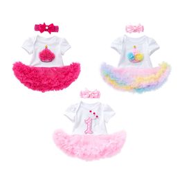 Baby Girl Clothes TUTU Short Sleeve Romper Dress Princess Girls Clothing Sets Cotton Multi-Color Summer Style L2405
