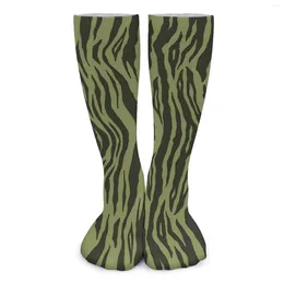 Women Socks Moss Green Autumn Stripes Animal Print Stockings Funny Ladies High Quality Graphic Climbing Anti Skid