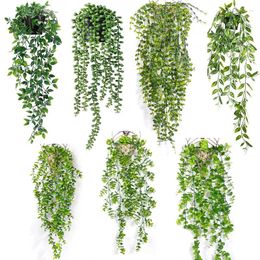 Decorative Flowers Artificial Plants Vine Hanging Ivy Fern Grass Fake Greenery Plant Home Garden Decoration Outdoor Green Leaves Garland