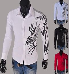 2015 Spring Men che coltivano autunni Men039s camicia da camicia da camicia da camicia da drago coreano camicia bianca alla moda 133314823458665