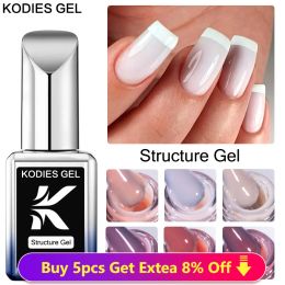 KODIES GEL Rubber Base Gel Nail Polish 15ML Semi Permanent UV Camouflage Nude Jelly Pink White French Structue Gel Nails Varnish
