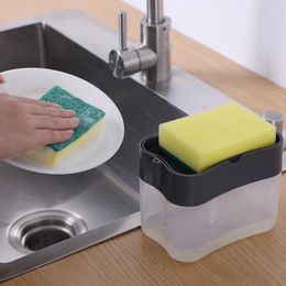 Liquid Soap Dispenser Box Kitchen Dish Press With Sponge Multiful Pump Holder Home Cleaner Container 330ML Tool