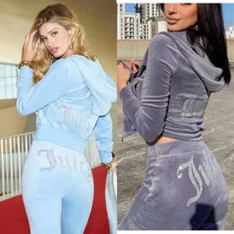Kvinnors tvåbitar byxor Juicy Tracksuit Set Women Velor Sweatshirt Symdräkter