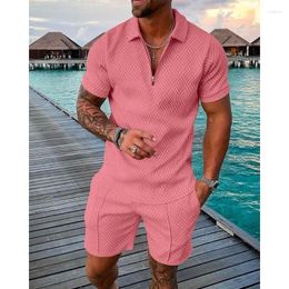 Men's Tracksuits Summer Men Fashion Tops Casual Suit 3D Digital Printing Zipper T-Shirts Large Size Pullover Tees Short Sleeve Shorts Sets