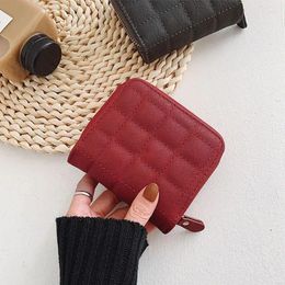 Wallets Plaid Designer Elegant Women's With Zipper Coin Holder Ticket Bag Mini Small Purses Woman Leather Wallet