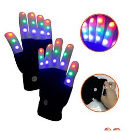 Led Gloves Pair Of Colorf Rave Light Finger Lighting Flashing Uni Skeleton Glove With 4 Batteries Drop Delivery Toys Gifts Lighted Otvew
