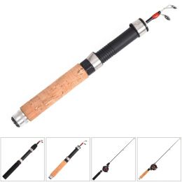 Winter Shrimp Ice Fishing Rod Pole Portable Winter Fishing Rods Anti Slip Wood Color Handle Casting Telescopic Rod Tackles