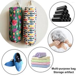 Storage Bags Simple Garbage Organiser Printing With Hanging Rope Wall Mounted Grocery Bag Holder Quick Drying For Kitchen