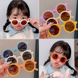 Sunglasses Sunglasses Childrens sunglasses plug-in round frame 1-7 year old baby sunglasses childrens sun Coloured UV resistant WX5.23