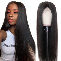 26 Zoll gerade Spitzen vordere brasilianische Perücken für Frauen 13x4 Kurzer Bob Full HD Transparent Synthetic Hair Perücken