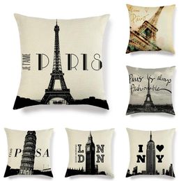 Pillow Letter Tower Pillowcase Building Series Cover Living Room Sofa Bedroom Bay Window Decoration Accessories Covers