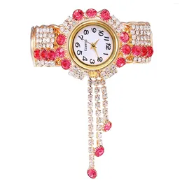 Нарученные часы с печатью из бисера браслет из брака ювелирные изделия сплав сплав Смотрите модные кварцевые эластичные наручные часы для женщин для женщин запястья