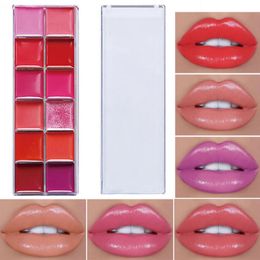 12 Colours Women Moisturising Long Lasting Lip Gloss Palette Girls Nude Cosmetic Makeup Lip Tools Lipstick Female 240520