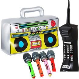 Party Decoration Inflatable Foil Balloons Phone Microphones Boom Box Radio For Themed Supplies Rappers Hip Hop B-Boys Costume Drop De Dhxje