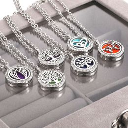 Fashion Necklace Designer Jewelry Sailormoon Tree of Life Aromatherapy Essential Oil Diffuser Stainless Steel Locket Pendant Aroma Diffuser For Women