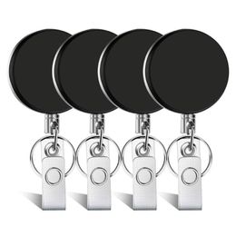 Keychains 4 Pieces Retractable Badge Holder ID Heavy Duty Reel With Keychain Ring Clip For Key Card 233O