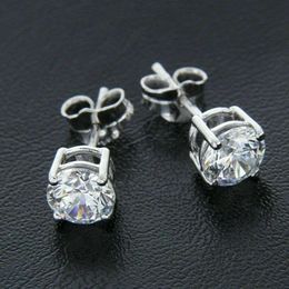 Wholesale Real Diamond Earring Factory Price 10K 14K Solid Gold Round Cut Moissanite Stud Earrings For Men Women