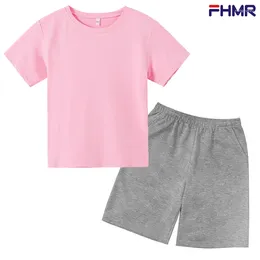 Clothing Sets Children's Solid Colour T-shirt Two-piece Set 2-12 Year Old Boys And Girls Casual Sports Top Short Sleeved Clothes Shorts