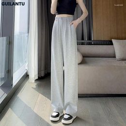 Women's Pants Korean Style Clothes Casual Wide Leg For Woman Autumn High Wasit Straight Trousers Womens Elegant Slacks Office Long