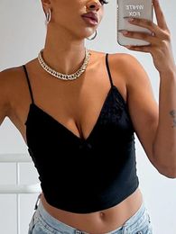 Women's Tanks Women Y2k Lace Cami Spaghetti Strap V Neck Camisole Tank Tops Sleeveless Backless Clothes 2000s Camis Vest E Girl Streetwear