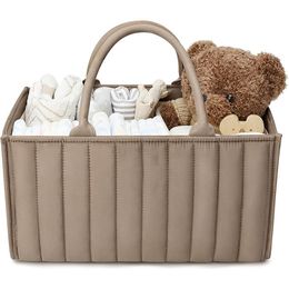 China Wholesale Portable Baby Diaper Caddy Organizer Brown Mommy Nappy Bag Stylish Nursery Storage Bag Basket For Newborn Baby Shower List