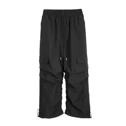 Men's Pants Street Wear Vibecasual Baggy Fitting Functional Cargo Rubber Pleated Relaxed Fit Black Wide Joggers For Men And Women's