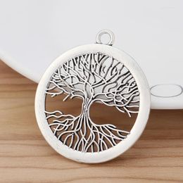 Pendant Necklaces 6 Pieces Tibetan Silver Large Tree Round Charms Pendants For DIY Necklace Jewellery Making Findings Accessories 42x42mm