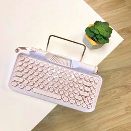 Hellboy Knowkey Typewriter BluetoothキーボードウィンザーホワイトワイヤレススチームパンクチェリースイッチレトロドットメカニカルキーボードMX520