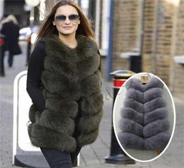 Winter BIG Women Real Fur Vest Natural Genuine Leather Long Gilets Women039s Full Pelt Waistcoat 2112209920029