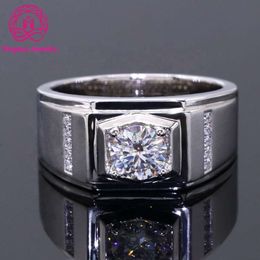 14K / Mens 1Ct D VVS Moissanite Diamonds Gold Engagement Ring With Certificate