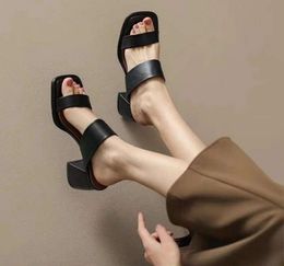 Summer Casual Women Fashion Sandals Sexy Open Toe Thick Heel Ship-On High Heels Red Black Party Dress Wedding Shoes 56159 s