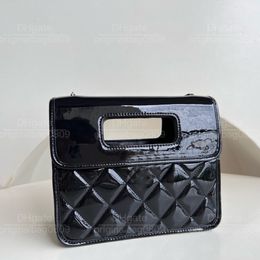 12A 1:1 Top Quality Designer Handbags Classic Pure Black Diamond-Textured Patent Leather Design Minimalist Style Women's Luxury Crossbody Bags With Original Box.