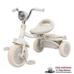 Bikes Ride-Ons UBRAVOO Baby Foldable Tricycle Trike with PedalsUnique PU Wheels with Elasticity Shock-absorbing EffectCool Lights1-5 Years Y240527