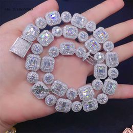 Good Price Good Quality Vvs Moissanite Necklace Diamond 12Mm Cubic Tennis Chain Iced Out Custom Jewellery