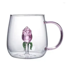 Wine Glasses 1 PC 400ml 13oz Creative 3D Cactus Rose Duck Flamingo Animal Water Glass Mug Cup With Handle For Girls Kids Lovers Wedding Gift