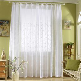 Curtain Window Screen White Embroidered Branches And Leaves Bay Tasteful Textile Curtains For Living Dining Room Bedroom