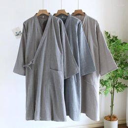 Home Clothing Japanese Kimono Pyjama Tie Up Bathrobe Men's Spring And Summer Thin Pure Cotton Oversized Sweat Steamed Suit
