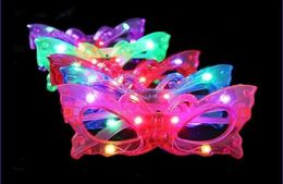 Led Rave Toy Butterfly LED flashing glasses light up carnival toys Halloween makeup masks Christmas party decorations d240527