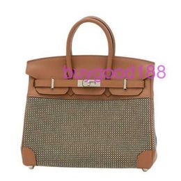 AA Biriddkkin Delicate Luxury Womens Social Designer Totes Bag Shoulder Bag 25 Brown Leather Handbag Authentic