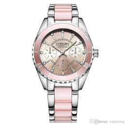 Luxurious Brand Fashion Quartz dive Watch Pink Women Diving Ladies False Ceramic strap Watches Waterproof high quality sports Wristwatc 269L